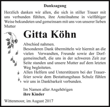 Traueranzeige von Gitta Köhn  von Magdeburger Volksstimme