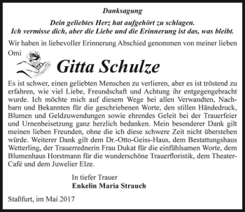 Traueranzeige von Gitta Schulze  von Magdeburger Volksstimme