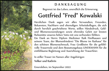 Traueranzeige von Gottfried 