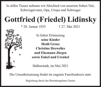Traueranzeige von Gottfried 