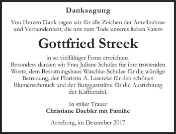 Traueranzeige von Gottfried Streek  von Magdeburger Volksstimme