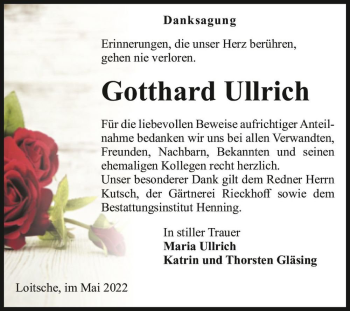 Traueranzeige von Gotthard Ullrich  von Magdeburger Volksstimme