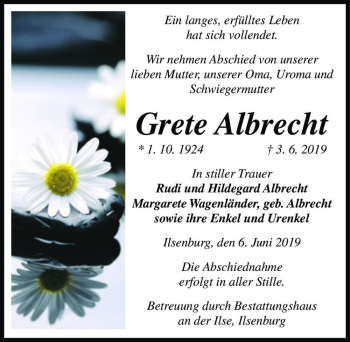 Traueranzeige von Grete Albrecht  von Magdeburger Volksstimme