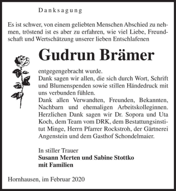 Traueranzeige von Gudrun Brämer  von Magdeburger Volksstimme