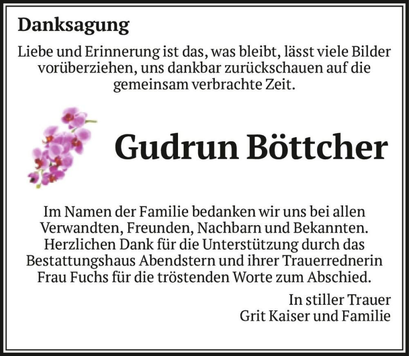  Traueranzeige für Gudrun Böttcher  vom 16.10.2021 aus Magdeburger Volksstimme