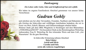 Traueranzeige von Gudrun Gohly  von Magdeburger Volksstimme