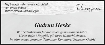 Traueranzeige von Gudrun Heske  von Magdeburger Volksstimme