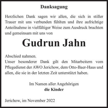 Traueranzeige von Gudrun Jahn  von Magdeburger Volksstimme