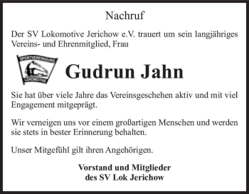 Traueranzeige von Gudrun Jahn  von Magdeburger Volksstimme