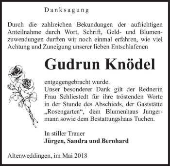 Traueranzeige von Gudrun Knödel  von Magdeburger Volksstimme