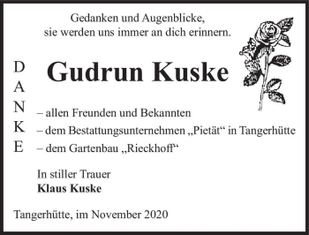 Traueranzeige von Gudrun Kuske  von Magdeburger Volksstimme