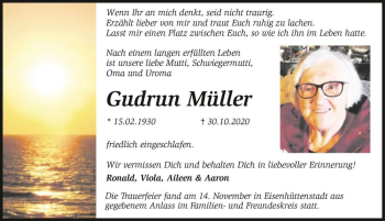 Traueranzeige von Gudrun Müller  von Magdeburger Volksstimme