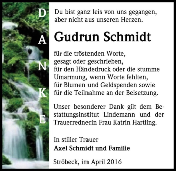 Traueranzeige von Gudrun Schmidt  von Magdeburger Volksstimme