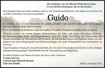 Traueranzeige von Guido Bernau  von Magdeburger Volksstimme