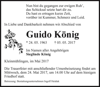 Traueranzeige von Guido König  von Magdeburger Volksstimme