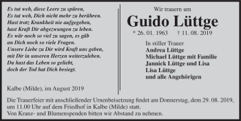 Traueranzeige von Guido Lüttge  von Magdeburger Volksstimme