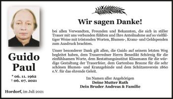 Traueranzeige von Guido Paul  von Magdeburger Volksstimme