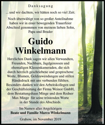 Traueranzeige von Guido Winkelmann  von Magdeburger Volksstimme