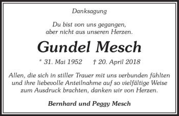 Traueranzeige von Gundel Mesch  von Magdeburger Volksstimme
