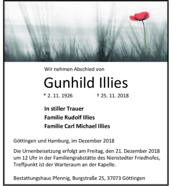 Traueranzeige von Gunhild Illies  von Magdeburger Volksstimme