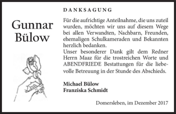 Traueranzeige von Gunnar Bülow  von Magdeburger Volksstimme