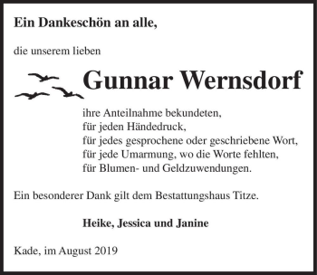 Traueranzeige von Gunnar Wernsdorf  von Magdeburger Volksstimme