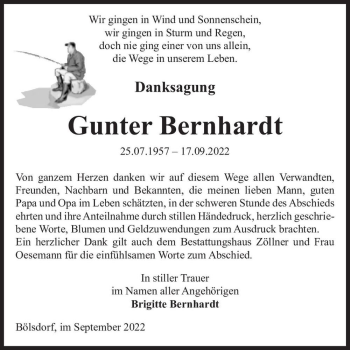 Traueranzeige von Gunter Bernhardt  von Magdeburger Volksstimme