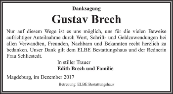 Traueranzeige von Gustav Brech  von Magdeburger Volksstimme