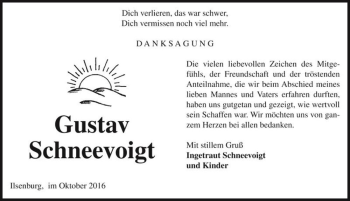 Traueranzeige von Gustav Schneevoigt  von Magdeburger Volksstimme
