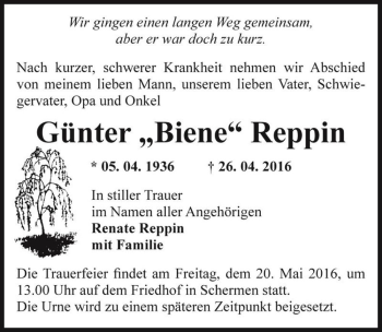 Traueranzeige von Günter 