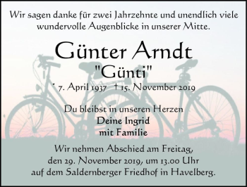 Traueranzeige von Günter Arndt 