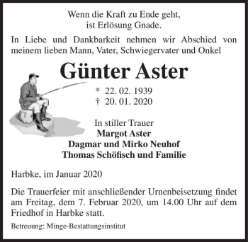 Traueranzeige von Günter Aster  von Magdeburger Volksstimme