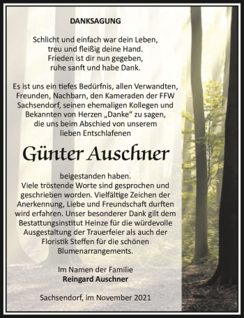 Traueranzeige von Günter Auschner  von Magdeburger Volksstimme