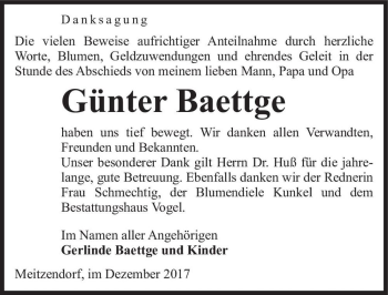 Traueranzeige von Günter Baettge  von Magdeburger Volksstimme