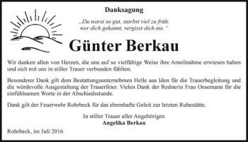 Traueranzeige von Günter Berkau  von Magdeburger Volksstimme