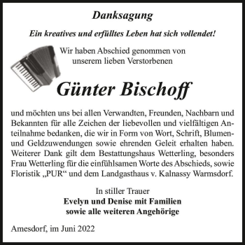 Traueranzeige von Günter Bischoff  von Magdeburger Volksstimme