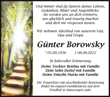 Traueranzeige von Günter Borowsky  von Magdeburger Volksstimme