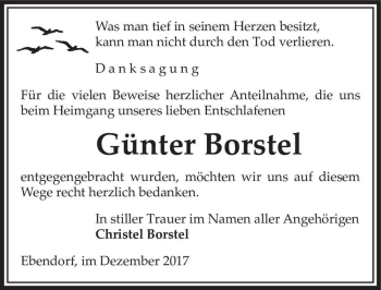 Traueranzeige von Günter Borstel  von Magdeburger Volksstimme