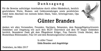 Traueranzeige von Günter Brandes  von Magdeburger Volksstimme