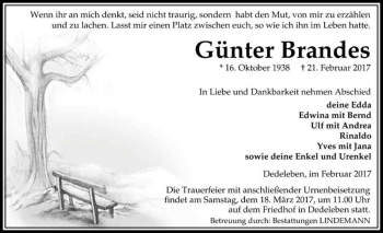Traueranzeige von Günter Brandes  von Magdeburger Volksstimme