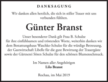Traueranzeige von Günter Branst  von Magdeburger Volksstimme
