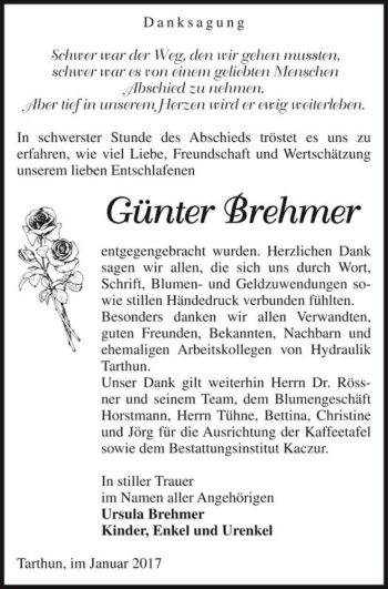 Traueranzeige von Günter Brehmer  von Magdeburger Volksstimme