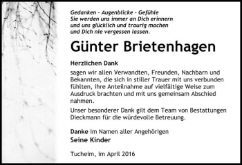 Traueranzeige von Günter Brietenhagen  von Magdeburger Volksstimme