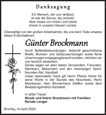 Traueranzeige von Günter Brockmann  von Magdeburger Volksstimme