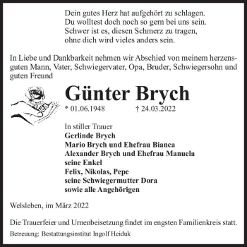 Traueranzeige von Günter Brych  von Magdeburger Volksstimme