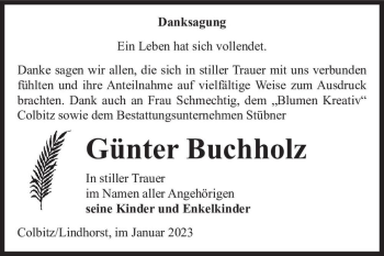 Traueranzeige von Günter Buchholz  von Magdeburger Volksstimme