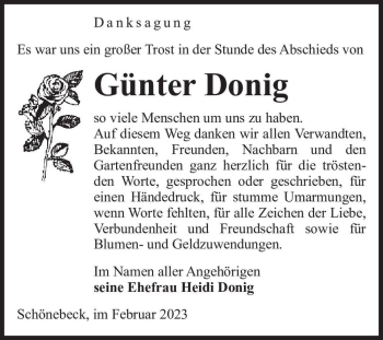 Traueranzeige von Günter Donig  von Magdeburger Volksstimme
