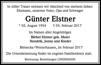 Traueranzeige von Günter Elstner  von Magdeburger Volksstimme