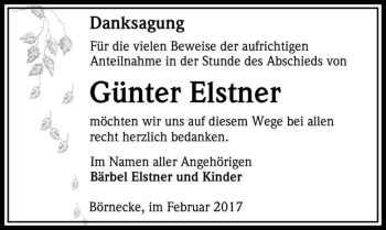 Traueranzeige von Günter Elstner  von Magdeburger Volksstimme