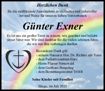 Traueranzeige von Günter Exner  von Magdeburger Volksstimme